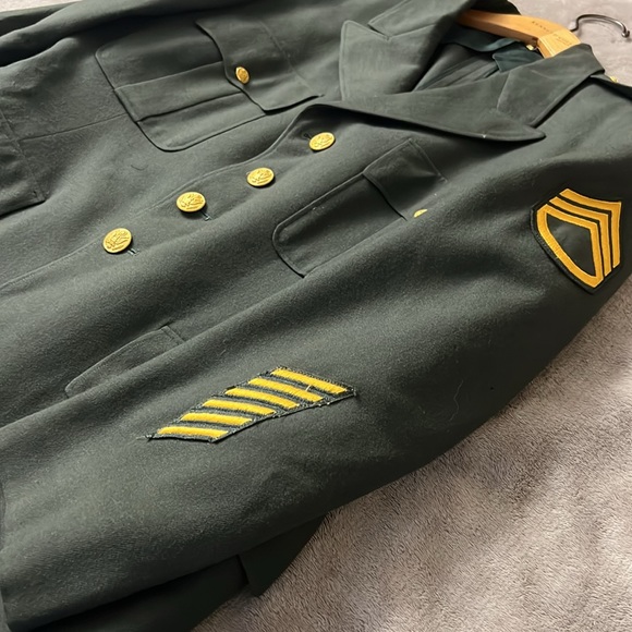 70s Vietnam War Mens Wool  Class 3 AG-344 Officer Coat Jacket Green USA Size 46S - Picture 4 of 16